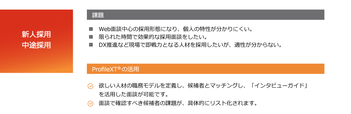 ProfileXT<sup>®</sup>の活用 新人採用・中途採用