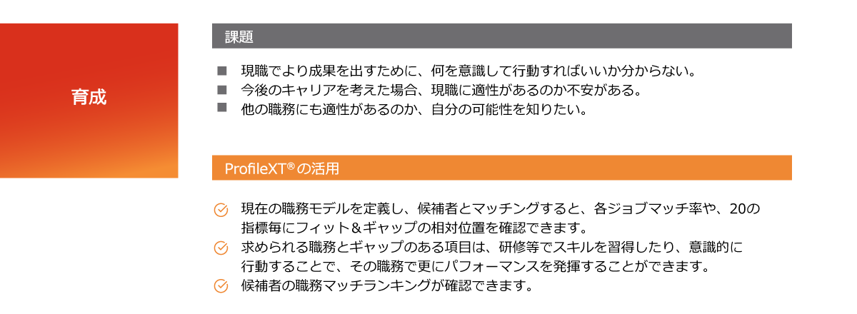ProfileXT<sup>®</sup>の活用 育成