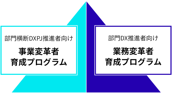 伴走型DX人材育成支援サービスのプログラムのピラミッド図
