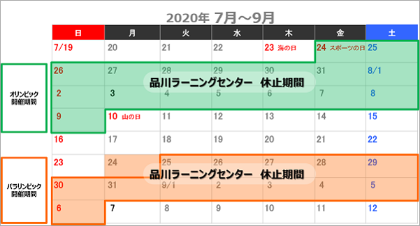 品川ラーニングセンター開催期間