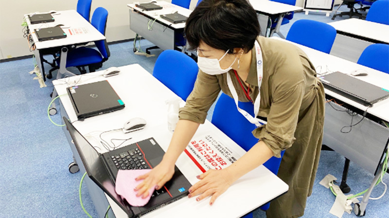 消毒の様子